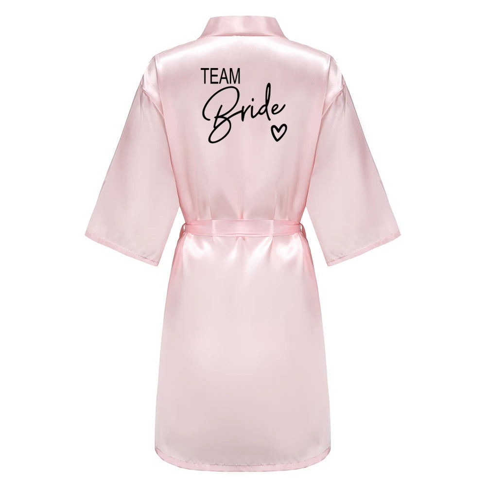 Team Bride Satin Kimono Robe Bridesmaid