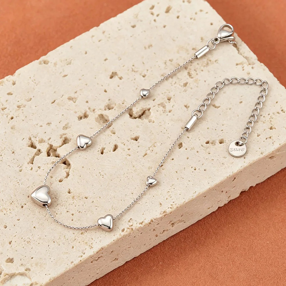 Gold-Plated Heart Charm Bracelet – Stainless Steel