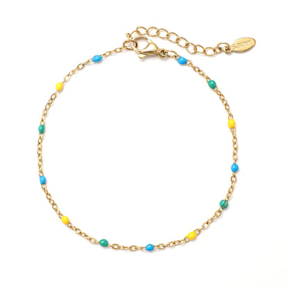 Colourful Thin Link Chain Stainless Steel Bracelet for Women