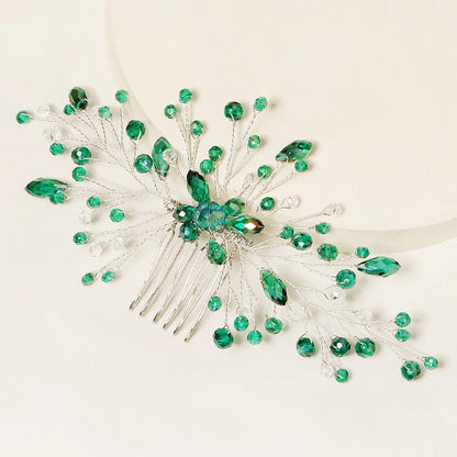 Green Crystal Branch Bridal Headpiece
