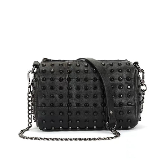 Soft PU Leather Vintage Pillow Crossbody Bag for Women – Black