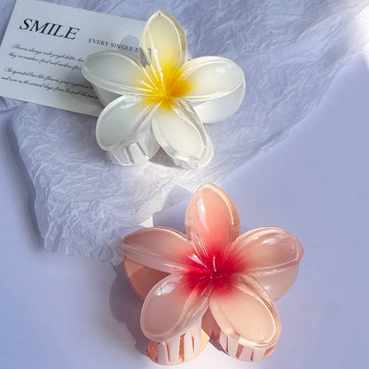 2-Piece Bohemian Flower Hair Claw Clip Set – Egg Flower Barrette for Women & Girls