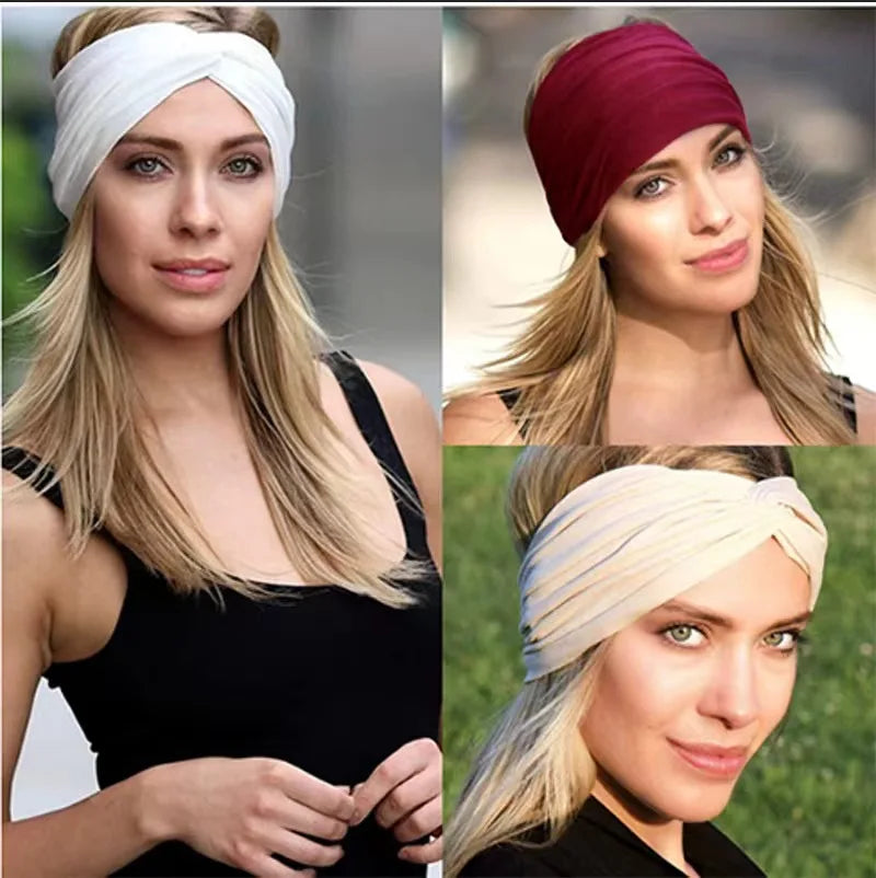Wide Elastic Sports Headband – Yoga, Pilates & Fitness Sweatband for Women