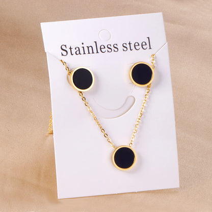 Stainless Steel Flower Clover Jewelry Set