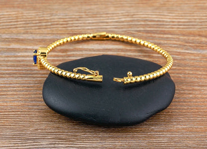 Romantic Heart Bangle Cuff For Women Gold Plated Crystal Zircon Bracelets by edenista
