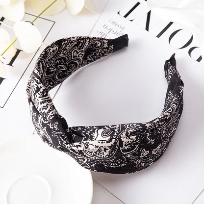 Wide Cross Leopard Print Headband – Elastic Bow Hair Hoop for Women & Girls
