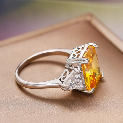 Huitan Square CZ Ring for Women