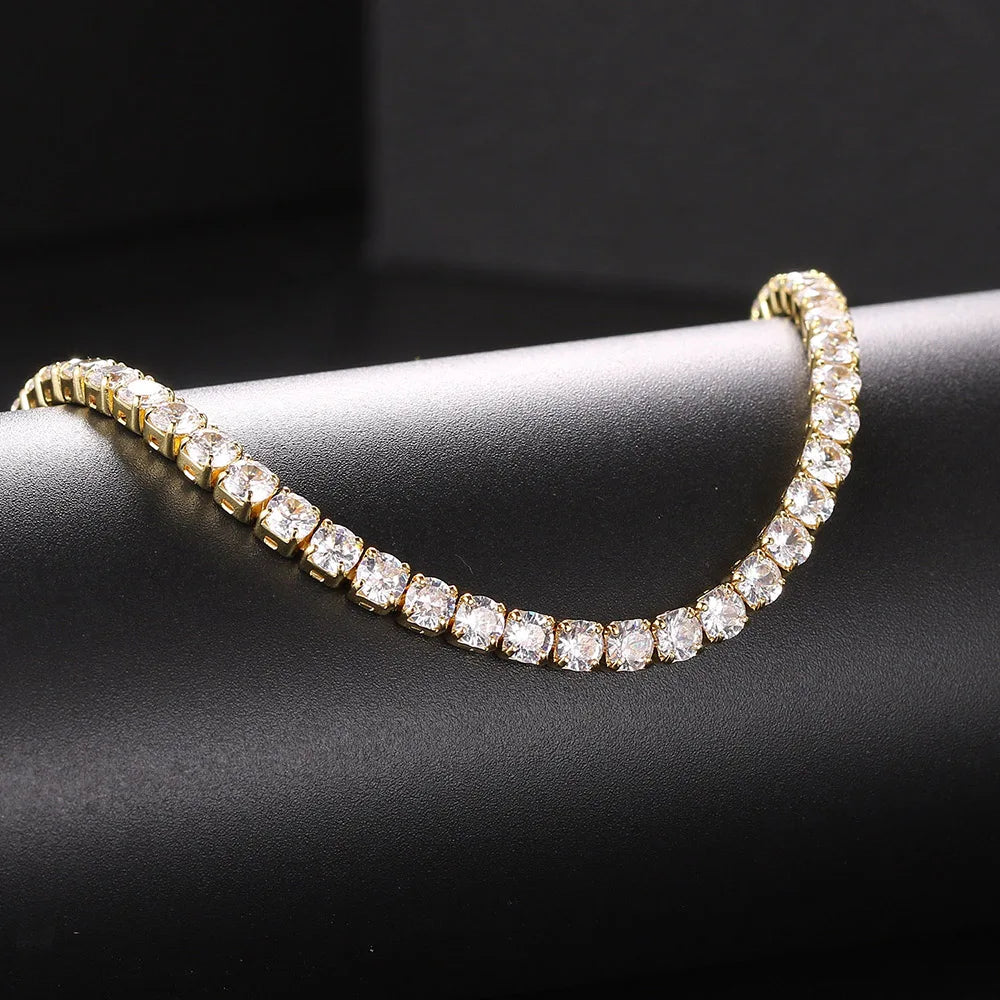 Iced Out Cubic Zirconia Tennis Chain Choker Necklace – Hiphop Jewelry for Women