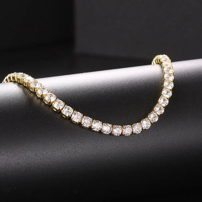 Iced Out Cubic Zirconia Tennis Chain Choker Necklace – Hiphop Jewelry for Women