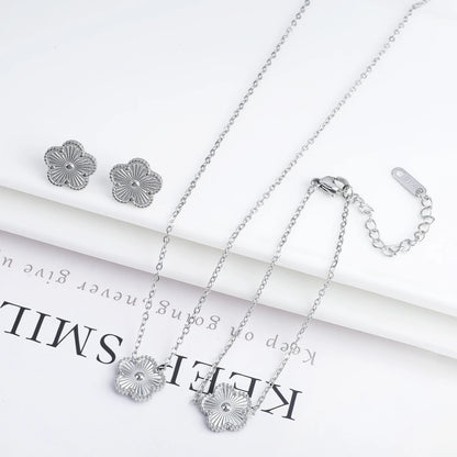 Stainless Steel Clover Flower Jewelry Set 18K Gold