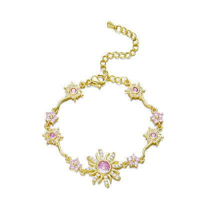 Tulip Flower Bracelet for Women – Copper & Zircon
