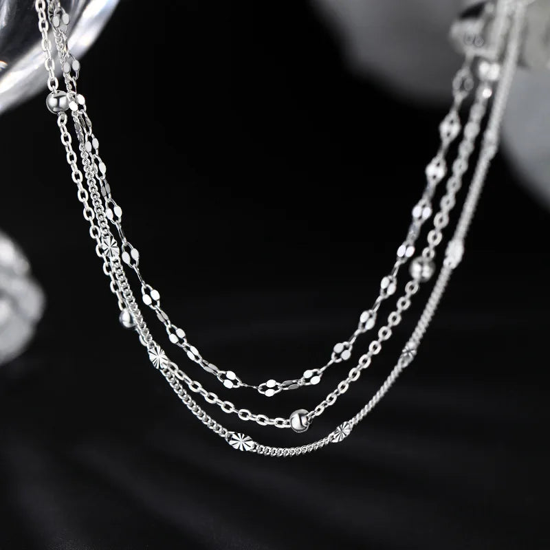 Three-Layer Geometric Bead Bracelet – 925 Sterling Silver