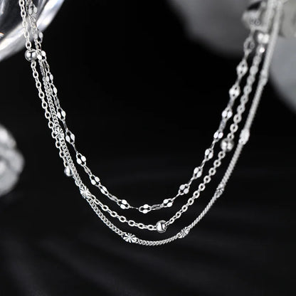 Three-Layer Geometric Bead Bracelet – 925 Sterling Silver