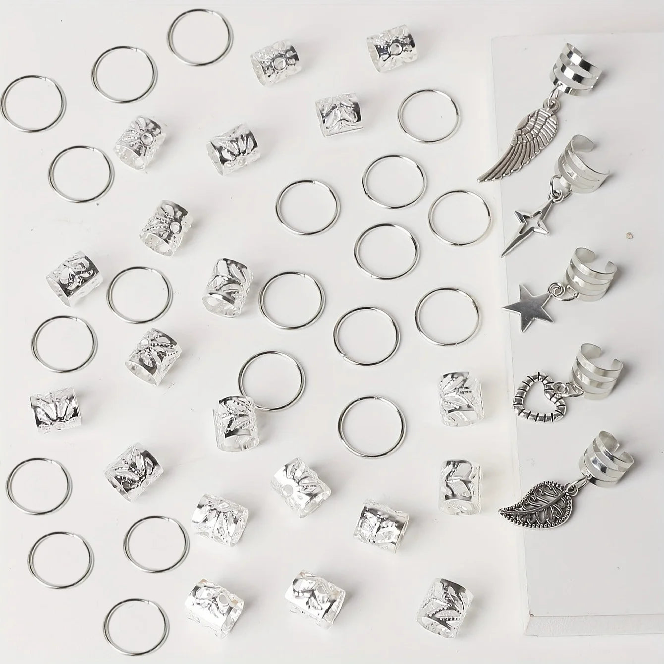 45-Piece Alloy Dreadlock Braid Hair Rings – Loc Hair Jewelry for Women & Girls
