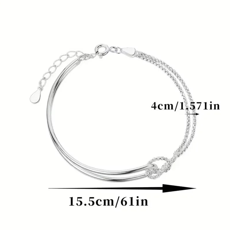 3Pcs S925 Sterling Silver Bracelet Set Minimalist Geometric Half Chain by edenista