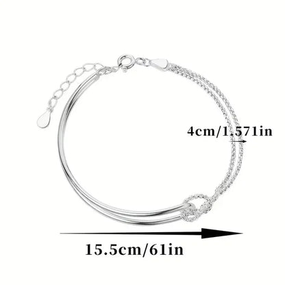 3Pcs S925 Sterling Silver Bracelet Set Minimalist Geometric Half Chain by edenista