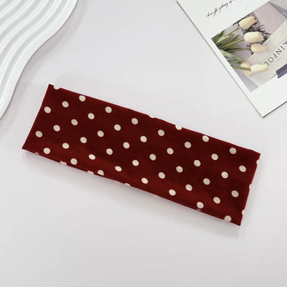Polka Dot Elastic Sports Headband – Sweat-Absorbent Yoga & Fitness Hairband for Women
