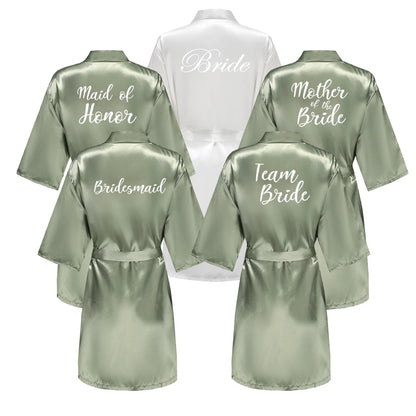Bride & Bridesmaid Short Satin Robe