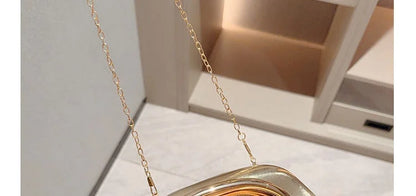 Edenista metallic gold box clutch bag with chain strap for evening events