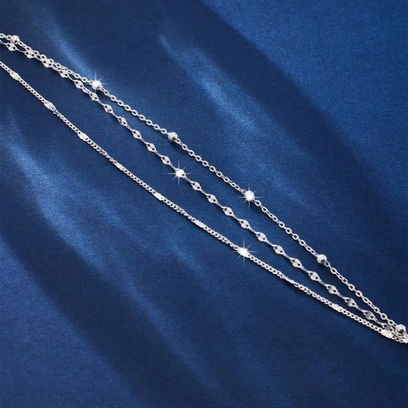 Three-Layer Geometric Bead Bracelet – 925 Sterling Silver
