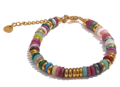 Colourful Natural Stone Beads Handmade Bracelet Bangle