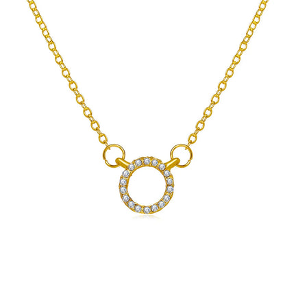 Fashion Trend Elegant Jewelry Simple Crystal Circle Pendant Necklace Golden Color Unique Women Necklace by edenista