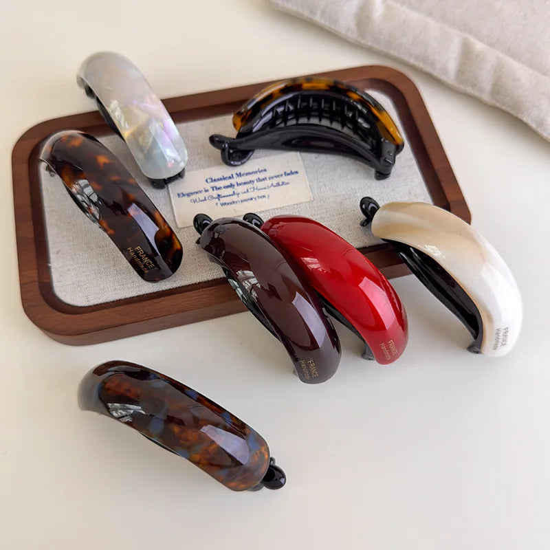Edenista 7-piece retro acetate hair clip set in tortoiseshell, red, ivory and black for ponytails