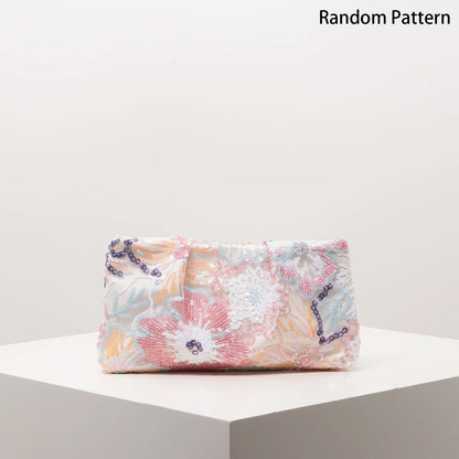 Clutch bag with pastel sequin floral embroidery by Edenista
