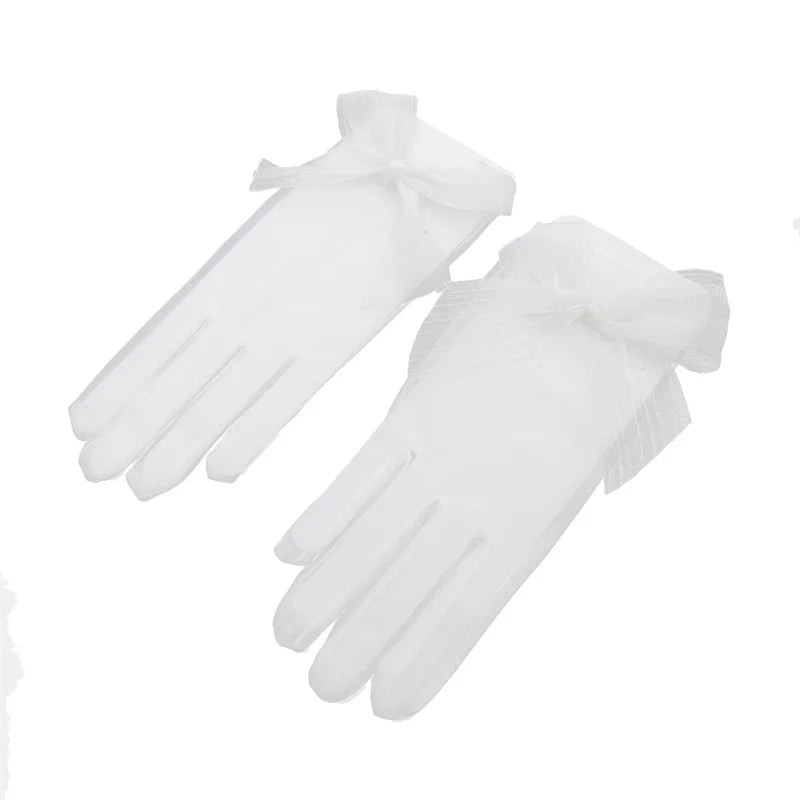 Mesh Lace Bridal Gloves Short Wrist Length