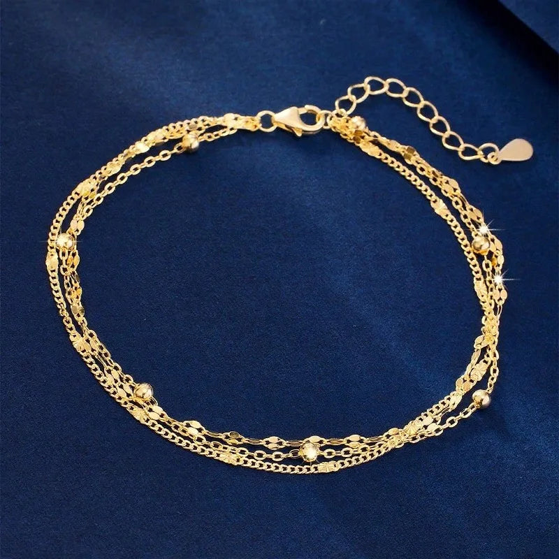 Three-Layer Geometric Bead Bracelet – 925 Sterling Silver