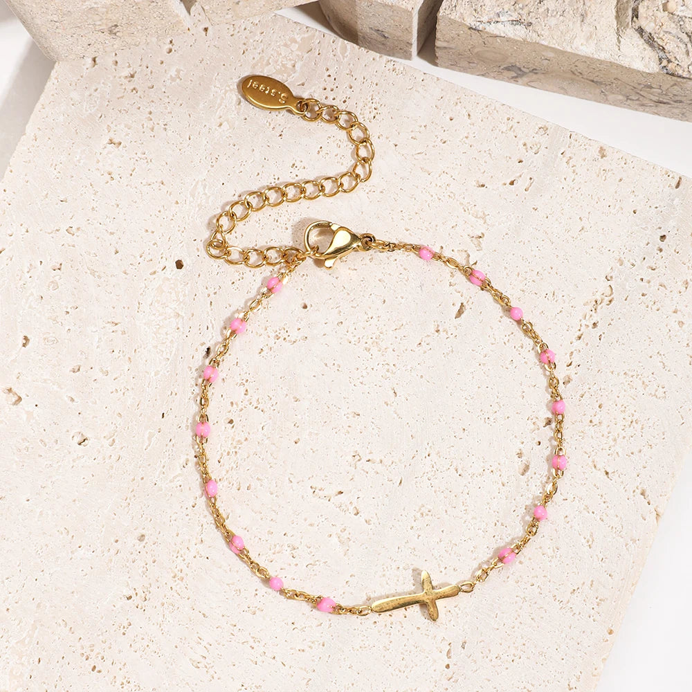 Boho Thin Link Chain Charm Bracelet for Women – Gold