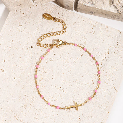 Boho Thin Link Chain Charm Bracelet for Women – Gold