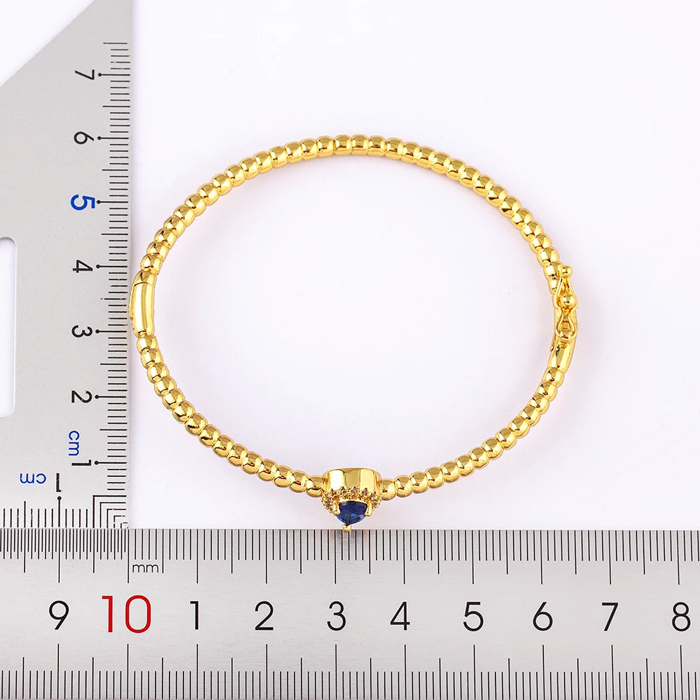 Romantic Heart Bangle Cuff For Women Gold Plated Crystal Zircon Bracelets by edenista