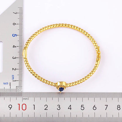 Romantic Heart Bangle Cuff For Women Gold Plated Crystal Zircon Bracelets by edenista