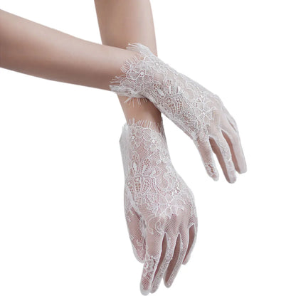 Eyelash Lace Wrist Bridal Gloves Short