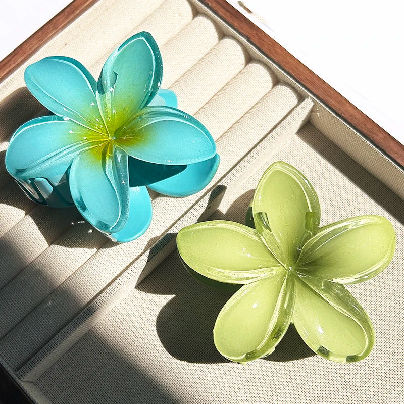 2-Piece Bohemian Flower Hair Claw Clip Set – Egg Flower Barrette for Women & Girls
