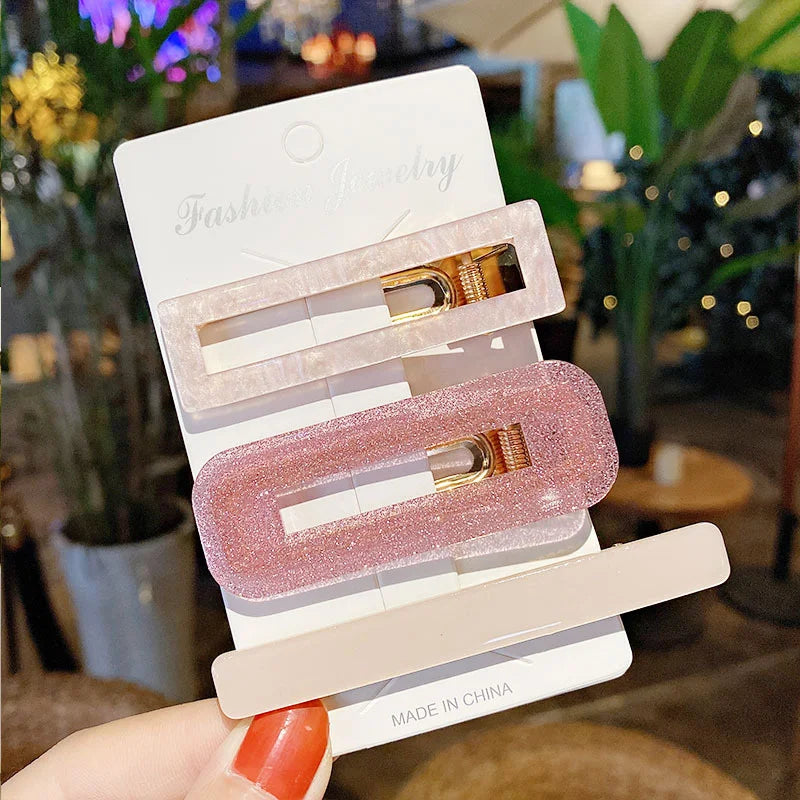 Acrylic Pearl Hair Clip Set – Geometric Hairgrip Barrettes for Women & Girls