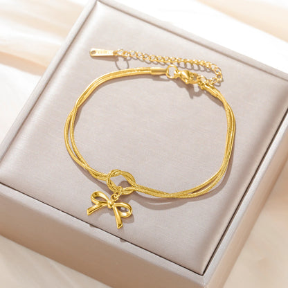 Gold Color Bowknot Love Knot Chain Bracelet Stainless Steel Trendy Bracelets by edenista