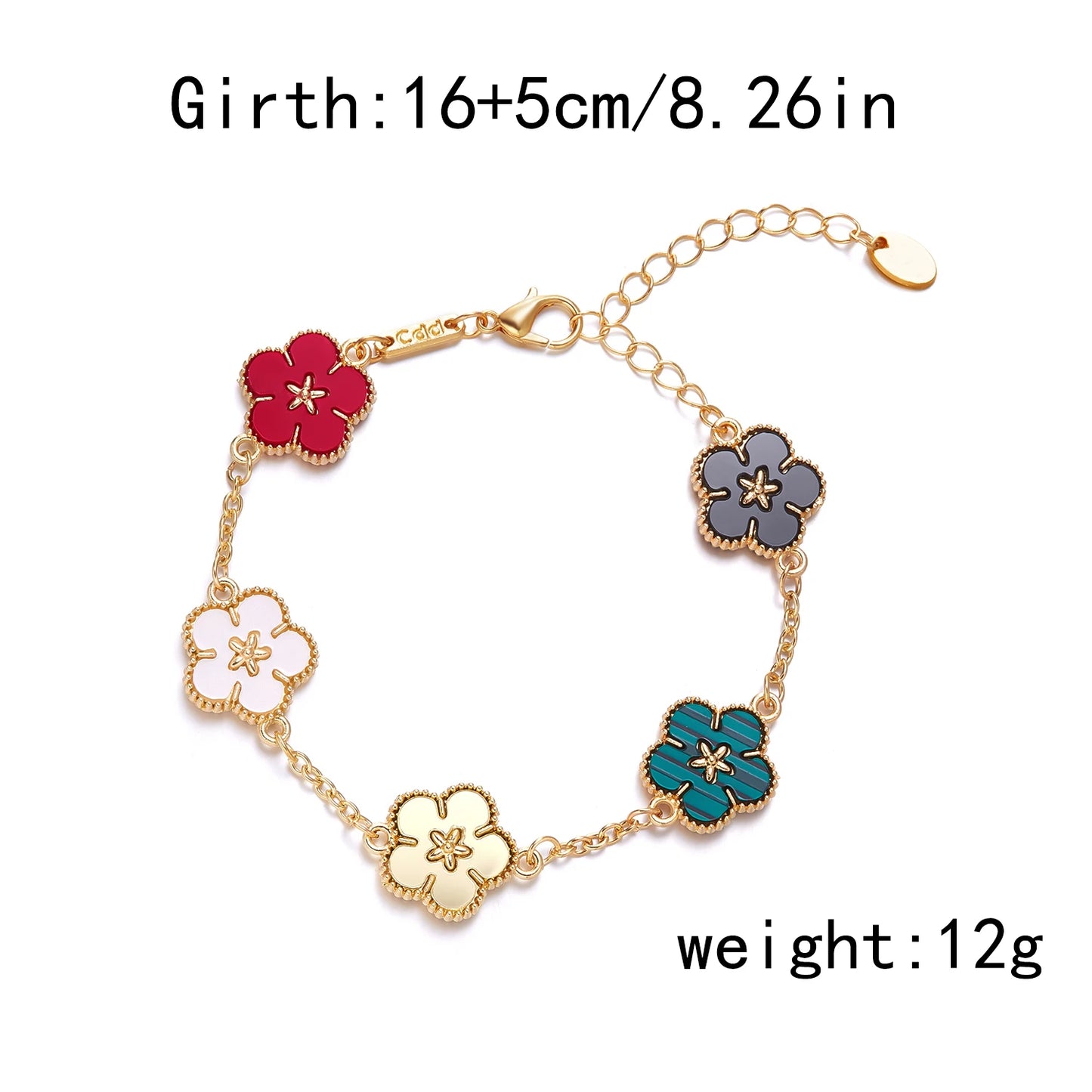 Two-Sided Plum Blossom Flower Charm Bracelet for Women – Multicolor