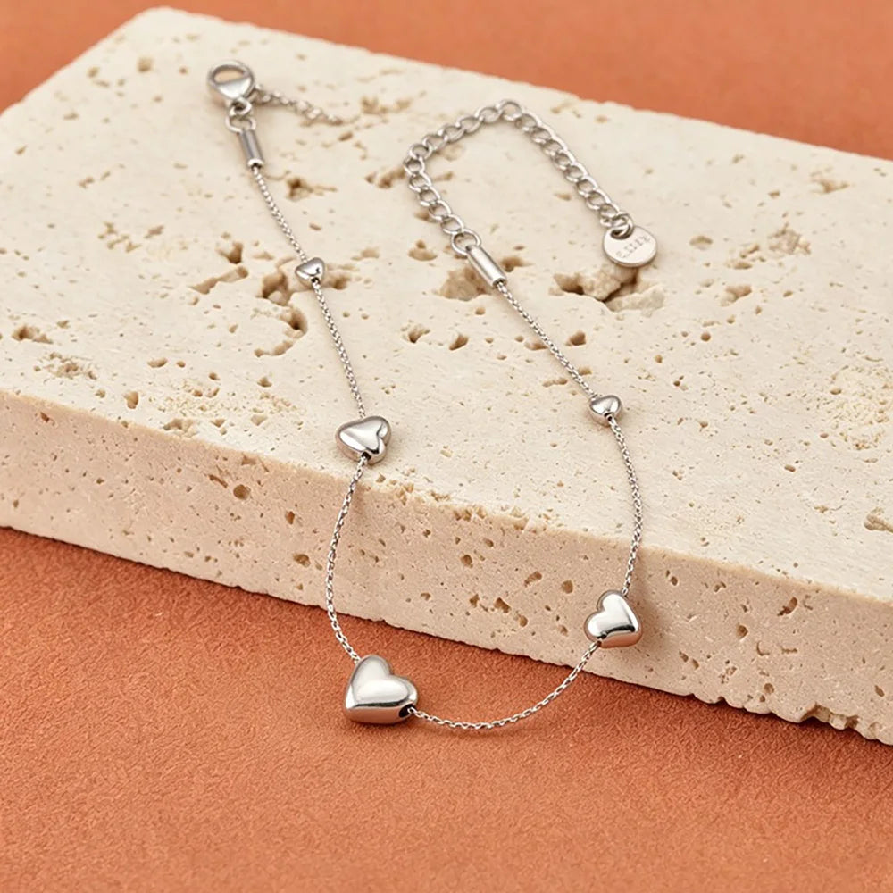 Gold-Plated Heart Charm Bracelet – Stainless Steel