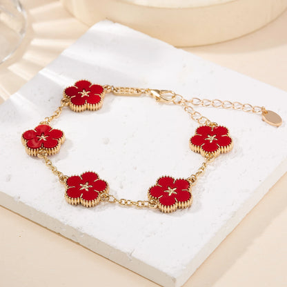 Two-Sided Plum Blossom Flower Charm Bracelet for Women – Multicolor