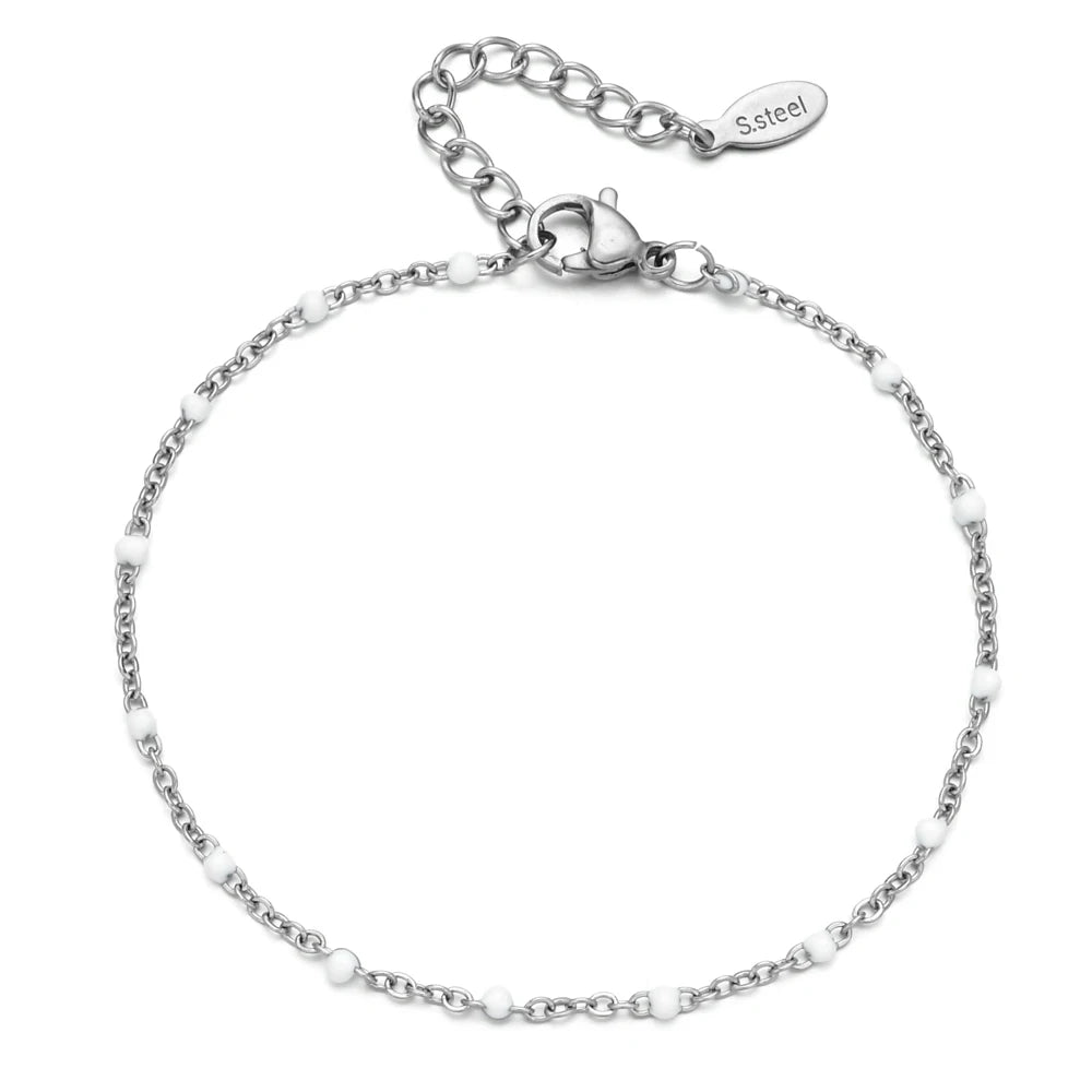 Colourful Thin Link Chain Stainless Steel Bracelet for Women