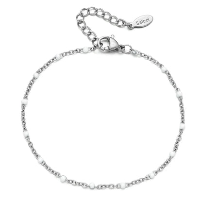 Colourful Thin Link Chain Stainless Steel Bracelet for Women