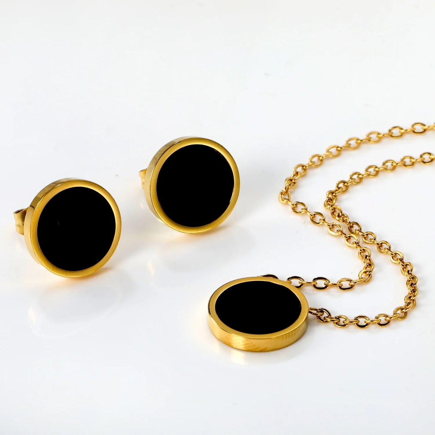 Stainless Steel Flower Clover Jewelry Set