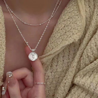 925 Silver Tulip Flower Pendant Necklace