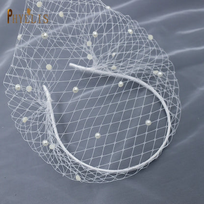 Pearl Beads Bridal Birdcage Veil