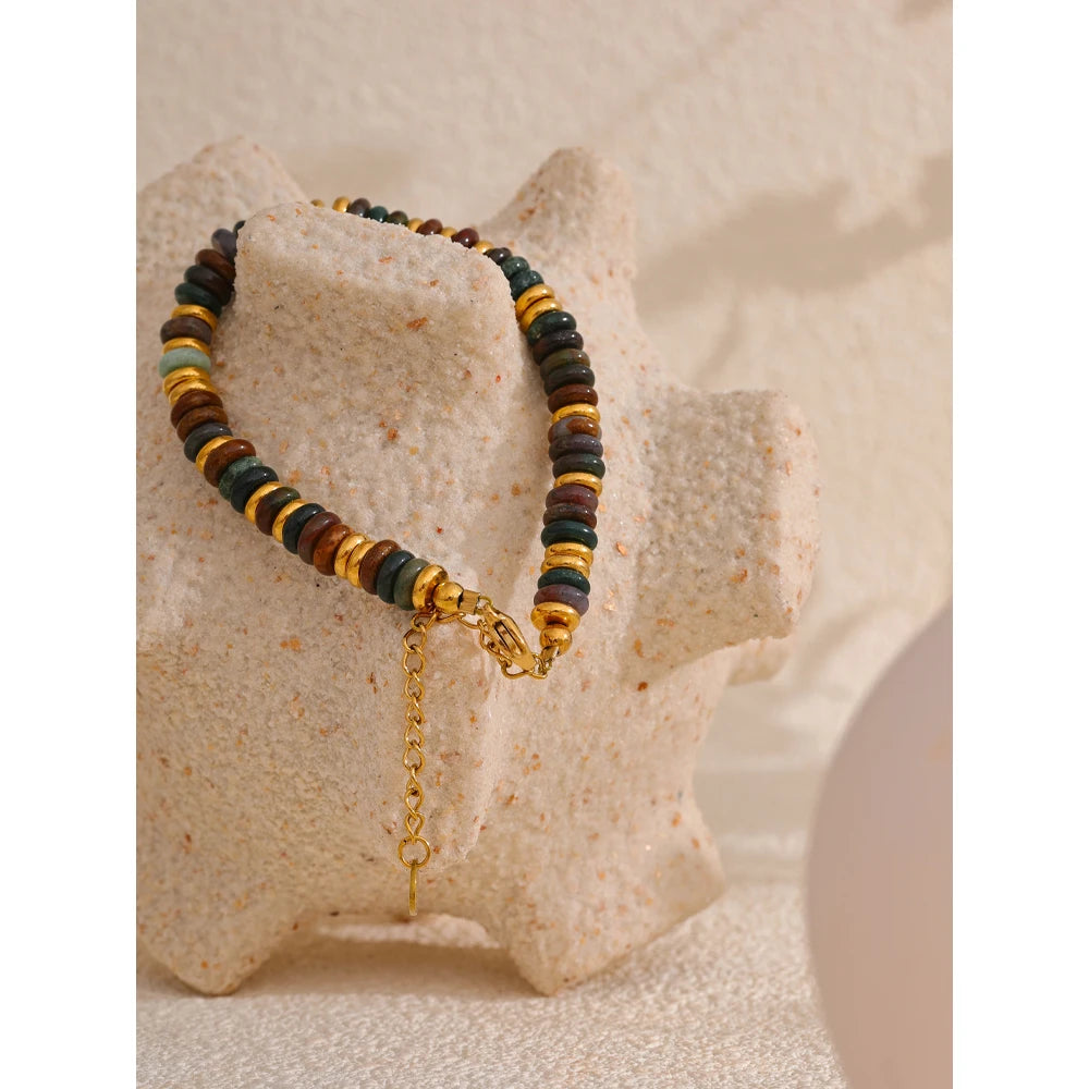 Colourful Natural Stone Beads Handmade Bracelet Bangle
