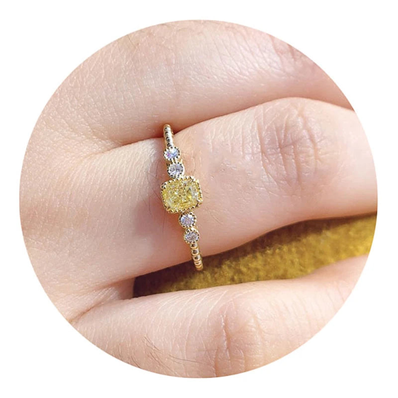 Huitan Geometric CZ Ring for Women