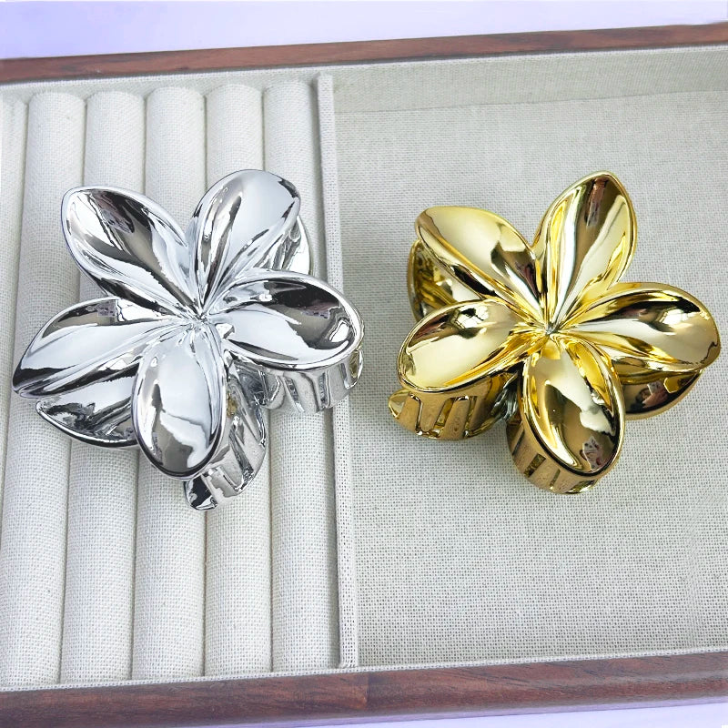 2-Piece Bohemian Flower Hair Claw Clip Set – Egg Flower Barrette for Women & Girls