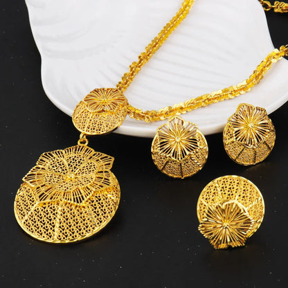Nigerian Jewelry Set Wedding Jewelry For Women Dubai Gold Color Warped by edenista
